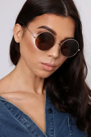 Brown Round Nose Bridge 90's Sunglasses - Calyn