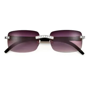 Rimless High Fashion Crystal Embedded Sunglasses