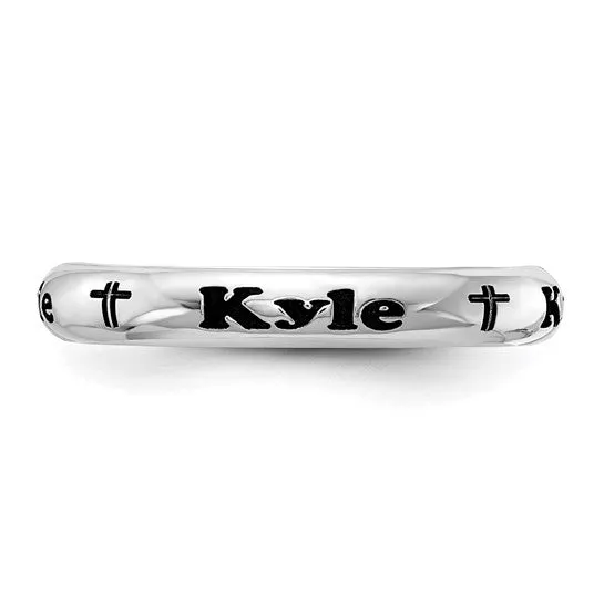 Stackable Expressions Personalized Engraved Name with Cross Ring