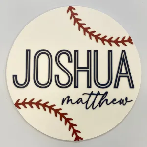 Sugar   Maple Round Personalized Wood Name Sign | Baseball