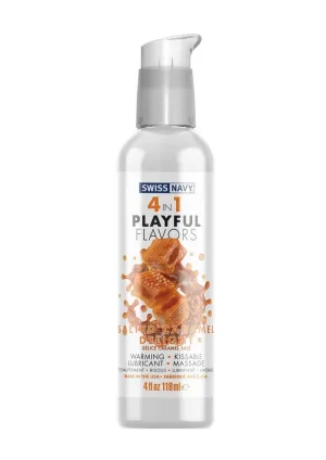 Swiss Navy 4 In 1 Flavored Lubricant 4oz - Salted Caramel Delight